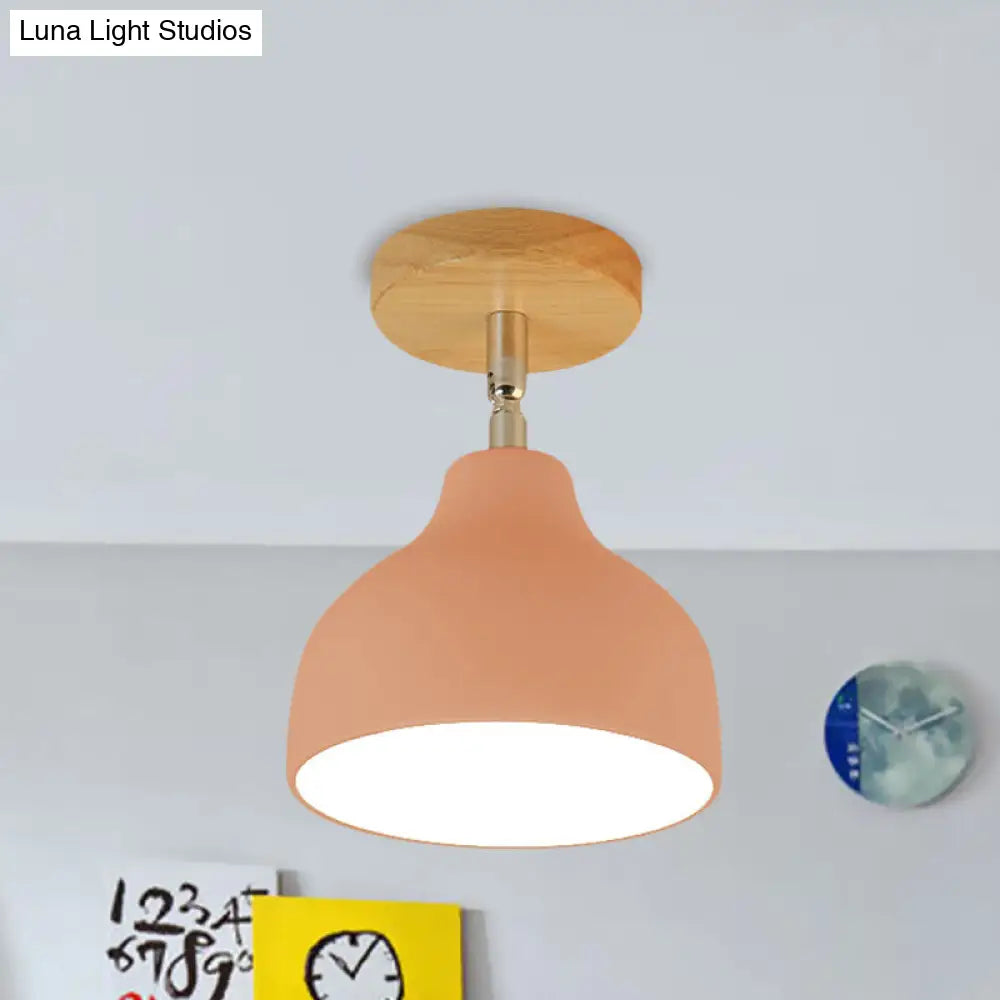DecorBites™ DecorBites™ Modernist Adjustable Ceiling Mounted Flush Light with Metal Dome - White/Pink, 1 Bulb