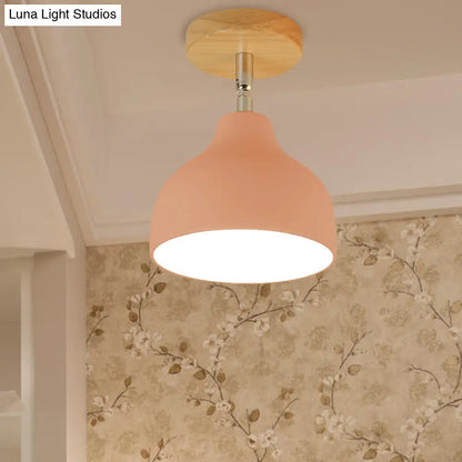 DecorBites™ DecorBites™ Modernist Adjustable Ceiling Mounted Flush Light with Metal Dome - White/Pink, 1 Bulb