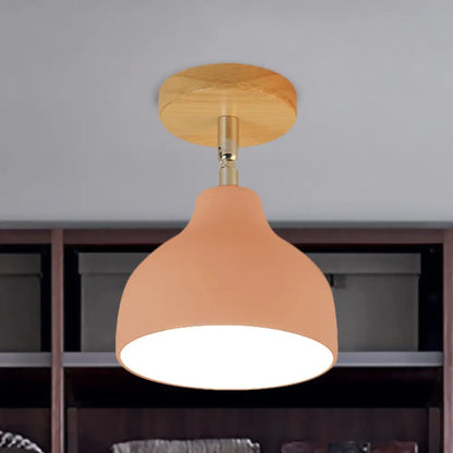 DecorBites™ DecorBites™ Modernist Adjustable Ceiling Mounted Flush Light with Metal Dome - White/Pink, 1 Bulb