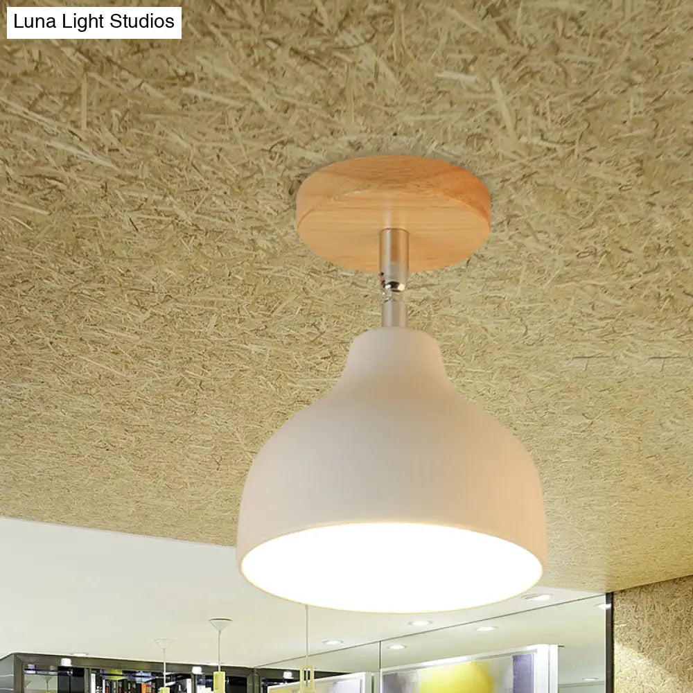 DecorBites™ DecorBites™ Modernist Adjustable Ceiling Mounted Flush Light with Metal Dome - White/Pink, 1 Bulb