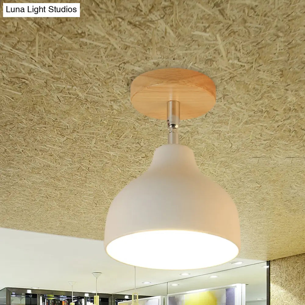 DecorBites™ DecorBites™ Modernist Adjustable Ceiling Mounted Flush Light with Metal Dome - White/Pink, 1 Bulb