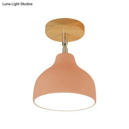 DecorBites™ DecorBites™ Modernist Adjustable Ceiling Mounted Flush Light with Metal Dome - White/Pink, 1 Bulb