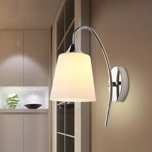 DecorBites™ DecorBites™ Modernist Bell Milk Glass Sconce Light with Curved Arm