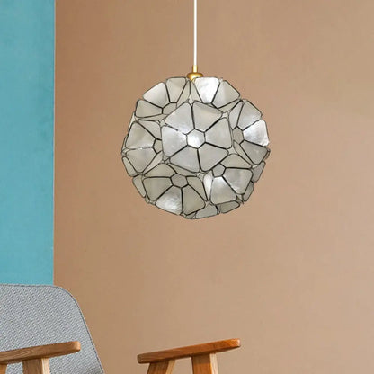 Modernist Black Blossom Pendant Light: Elegant 1-Head Shell Hanging Ceiling Lamp with Splicing Design