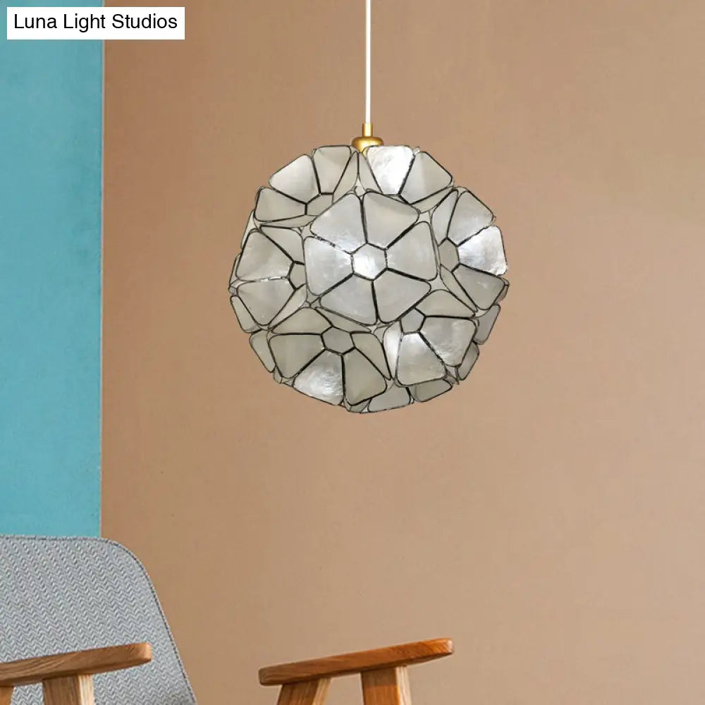 Modernist Black Blossom Pendant Light: Elegant 1-Head Shell Hanging Ceiling Lamp with Splicing Design