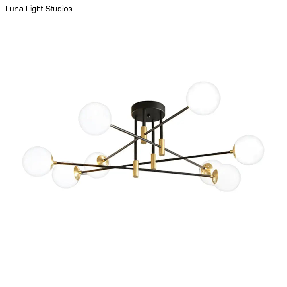 DecorBites™ DecorBites™ Modernist Black Glass Sphere Semi Flush Mount Light Fixture with Linear Arm - 4/6/8 Lights