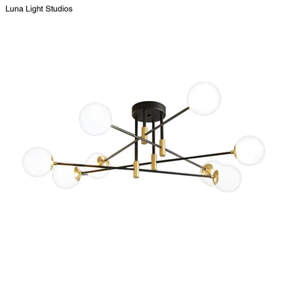 DecorBites™ DecorBites™ Modernist Black Glass Sphere Semi Flush Mount Light Fixture with Linear Arm - 4/6/8 Lights