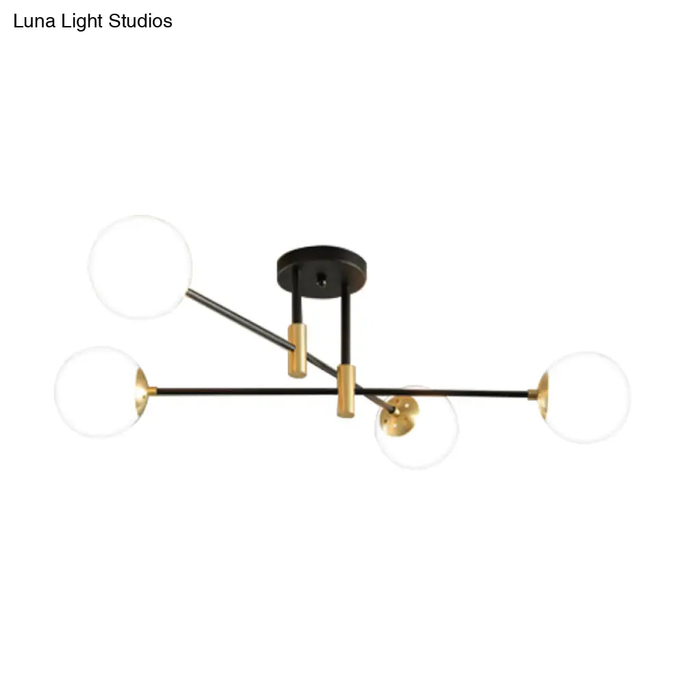 DecorBites™ DecorBites™ Modernist Black Glass Sphere Semi Flush Mount Light Fixture with Linear Arm - 4/6/8 Lights