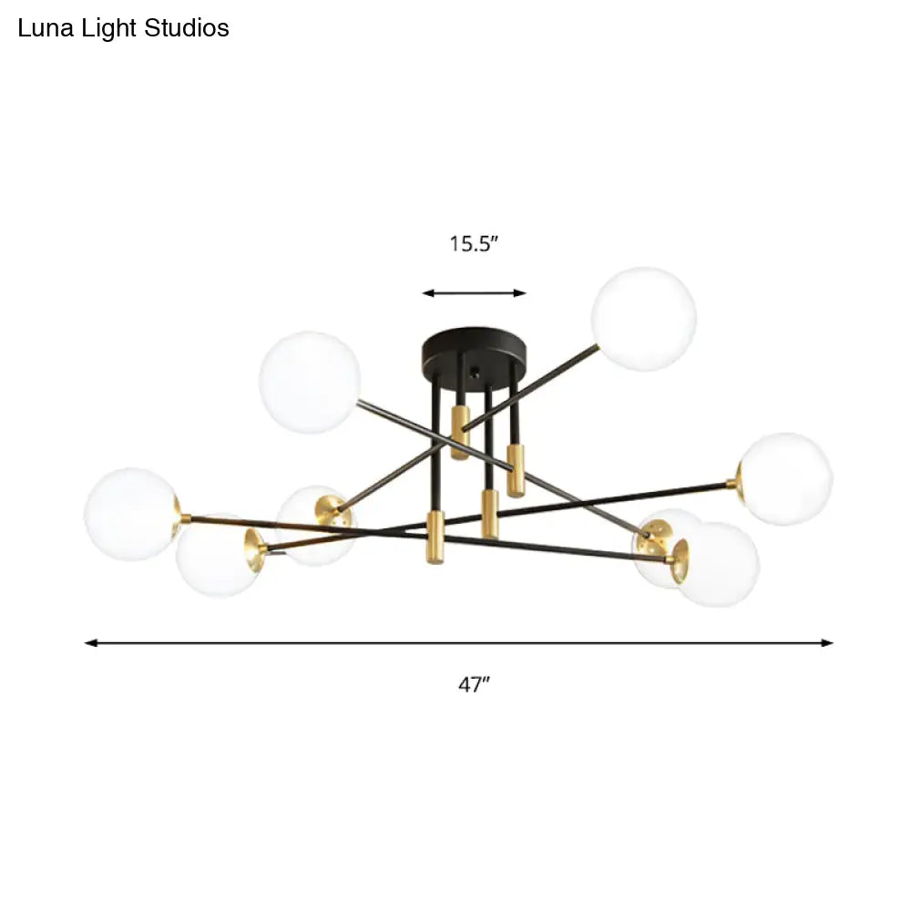 DecorBites™ DecorBites™ Modernist Black Glass Sphere Semi Flush Mount Light Fixture with Linear Arm - 4/6/8 Lights