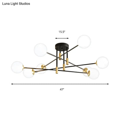 DecorBites™ DecorBites™ Modernist Black Glass Sphere Semi Flush Mount Light Fixture with Linear Arm - 4/6/8 Lights