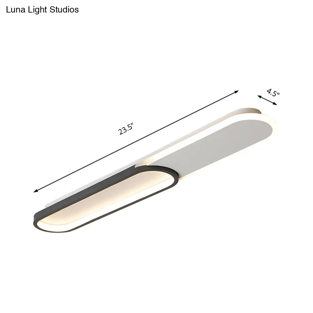 DecorBites™ DecorBites™ Modernist Black LED Flush Mount with Rectangular Acrylic Cover in White/Warm Light, Available in 3 Sizes