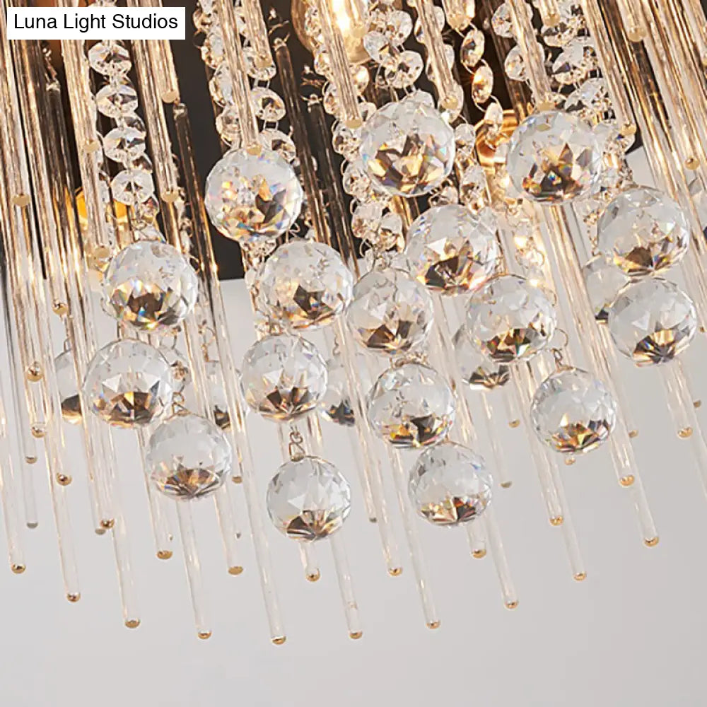 DecorBites™ DecorBites™ Modernist Black Tiered Flush Ceiling Light: 19.5"/23.5" Dia, 8-Light Crystal Lamp