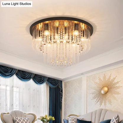 DecorBites™ DecorBites™ Modernist Black Tiered Flush Ceiling Light: 19.5"/23.5" Dia, 8-Light Crystal Lamp