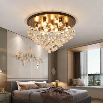 DecorBites™ DecorBites™ Modernist Black Tiered Flush Ceiling Light: 19.5"/23.5" Dia, 8-Light Crystal Lamp