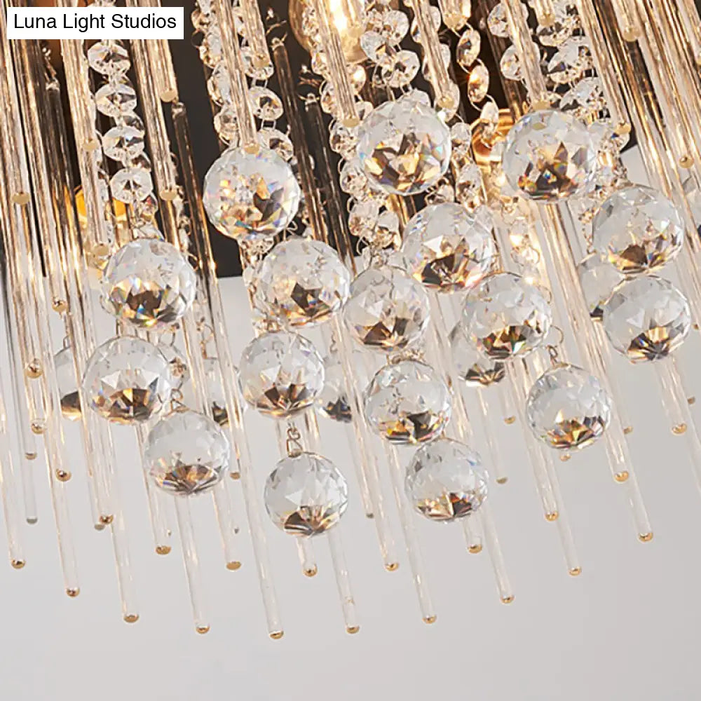 DecorBites™ DecorBites™ Modernist Black Tiered Flush Ceiling Light: 19.5"/23.5" Dia, 8-Light Crystal Lamp