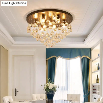 DecorBites™ DecorBites™ Modernist Black Tiered Flush Ceiling Light: 19.5"/23.5" Dia, 8-Light Crystal Lamp