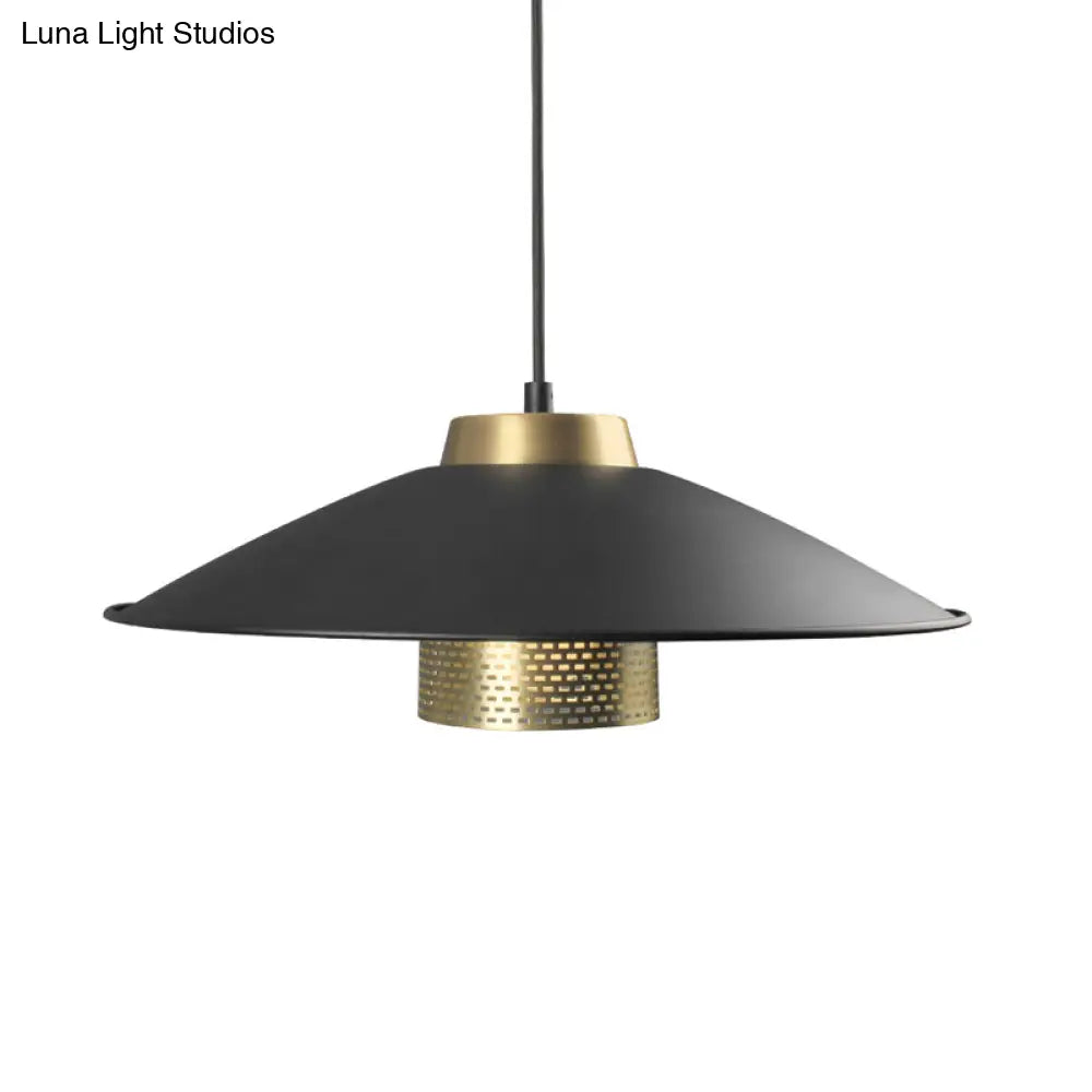 Modernist Black Wide Flare Ceiling Light: Metal Hanging Pendant Lamp for Restaurants