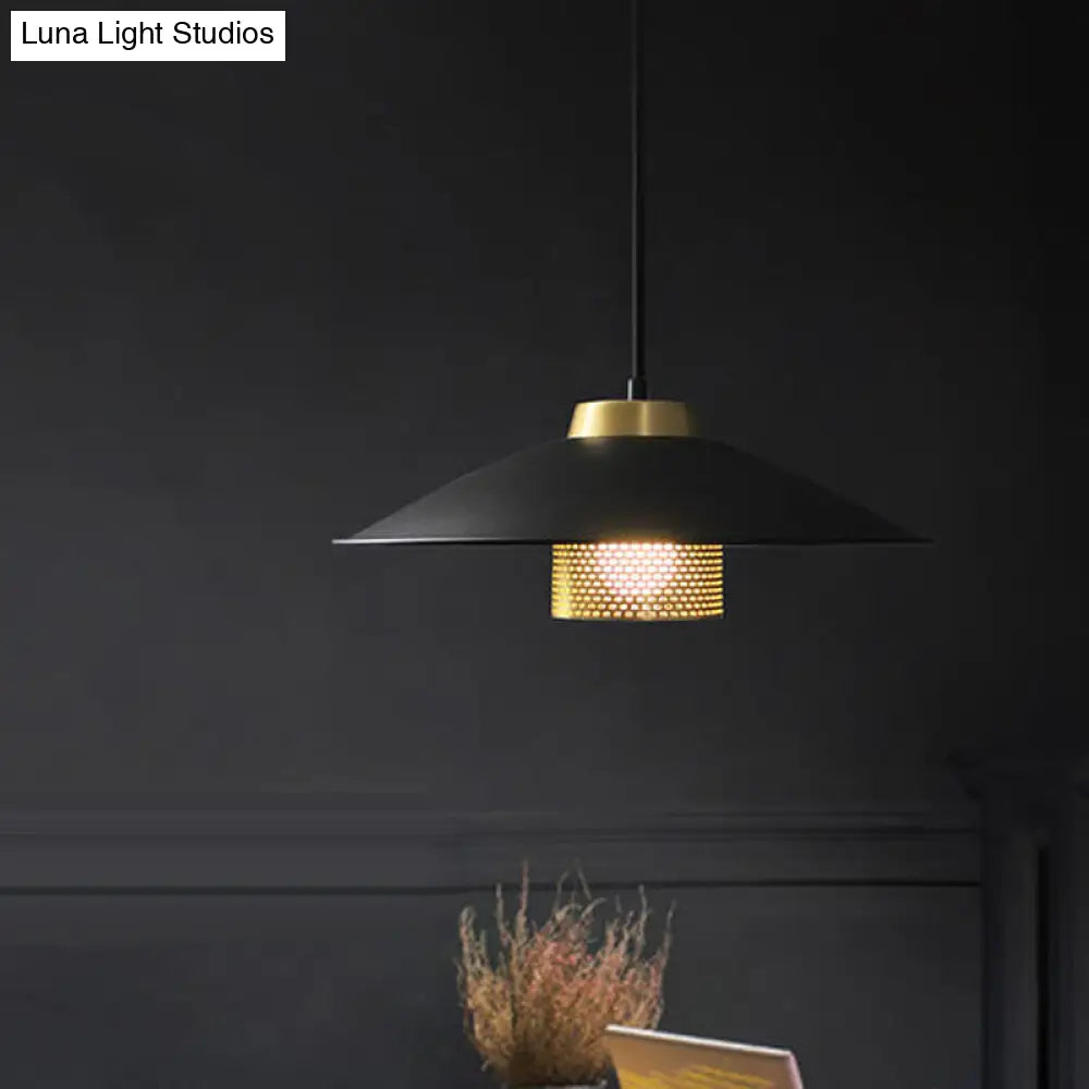 Modernist Black Wide Flare Ceiling Light: Metal Hanging Pendant Lamp for Restaurants