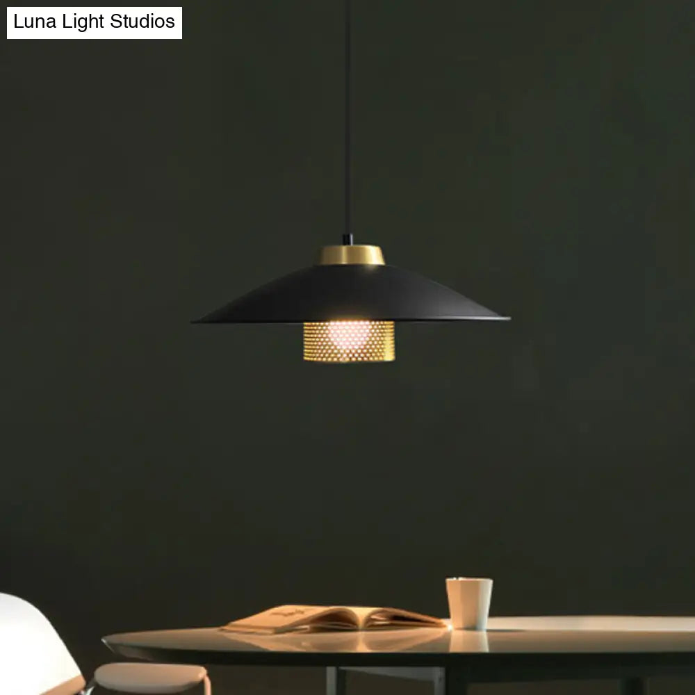 Modernist Black Wide Flare Ceiling Light: Metal Hanging Pendant Lamp for Restaurants