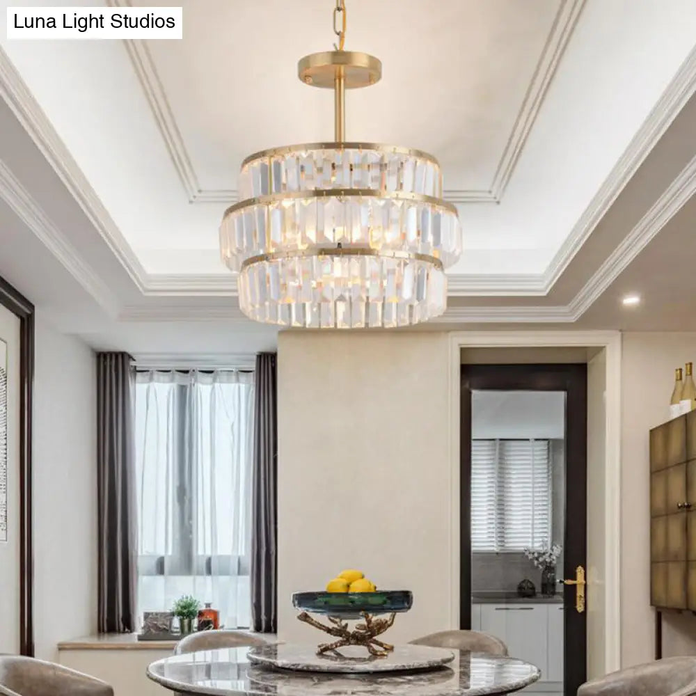 Lámpara de techo modernista de latón con suspensión de cristal - Lámpara colgante de 3 bombillas