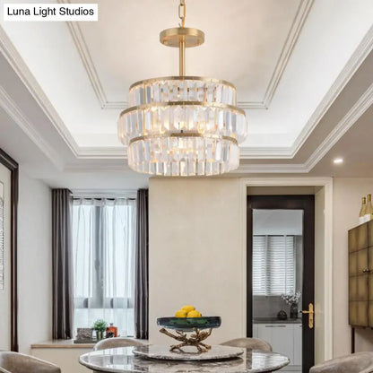 Lámpara de techo modernista de latón con suspensión de cristal - Lámpara colgante de 3 bombillas