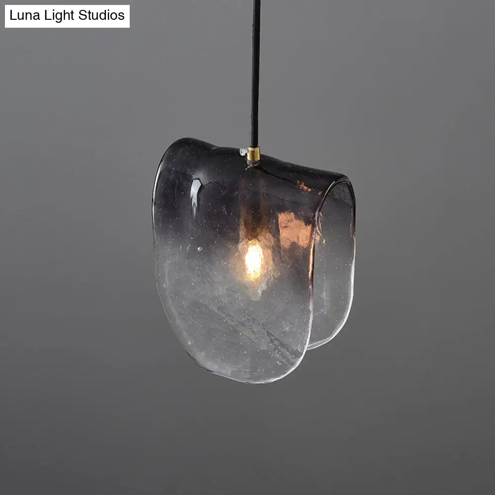 Modernist Brass Pendant Lighting with Curve Water Glass Ceiling Light - Ideal for Restaurants