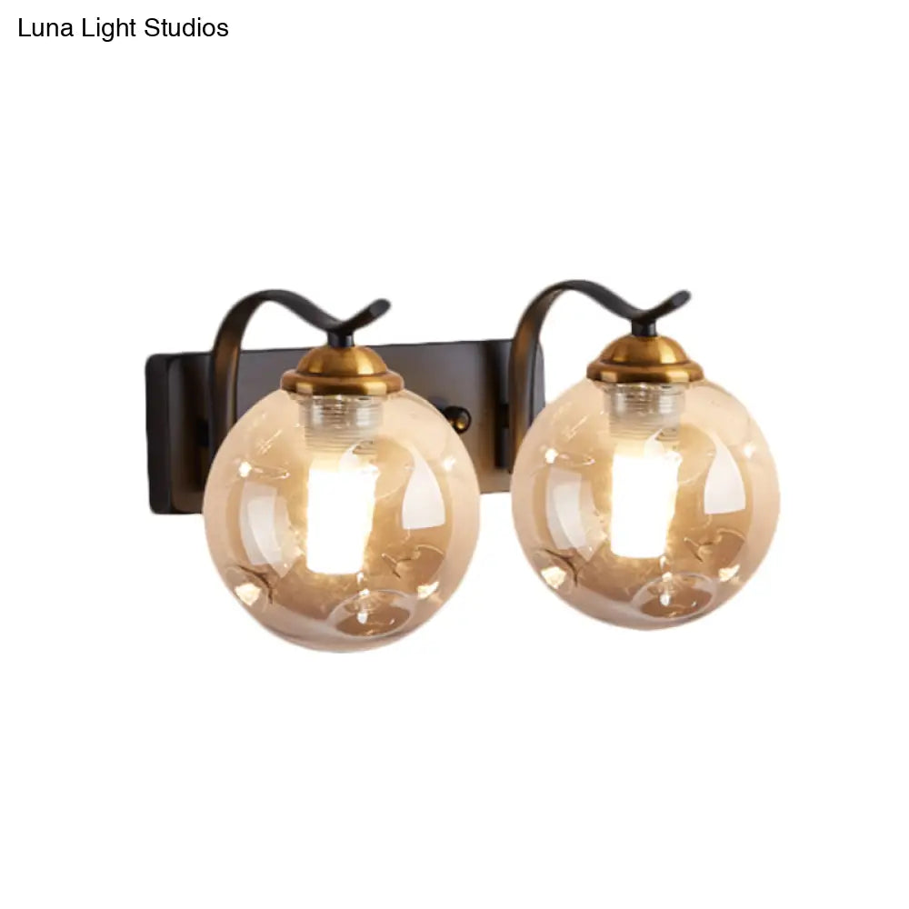 DecorBites™ DecorBites™ Modernist Bubbly Wall Sconce in Amber/Smoke Gray Glass - Drawing Room Light, Wall Mounted - Black/Gold