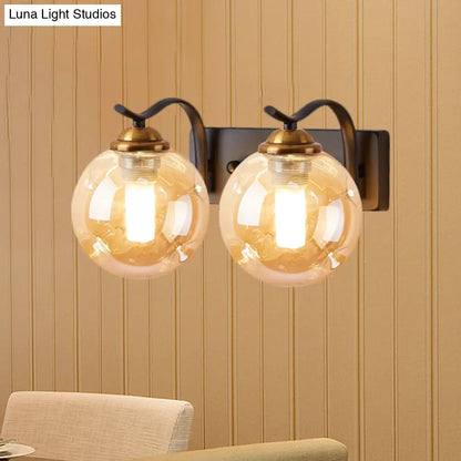 DecorBites™ DecorBites™ Modernist Bubbly Wall Sconce in Amber/Smoke Gray Glass - Drawing Room Light, Wall Mounted - Black/Gold