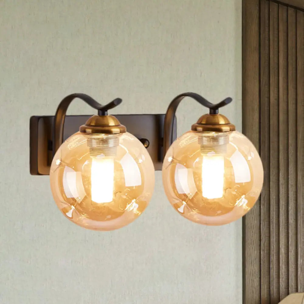 DecorBites™ DecorBites™ Modernist Bubbly Wall Sconce in Amber/Smoke Gray Glass - Drawing Room Light, Wall Mounted - Black/Gold