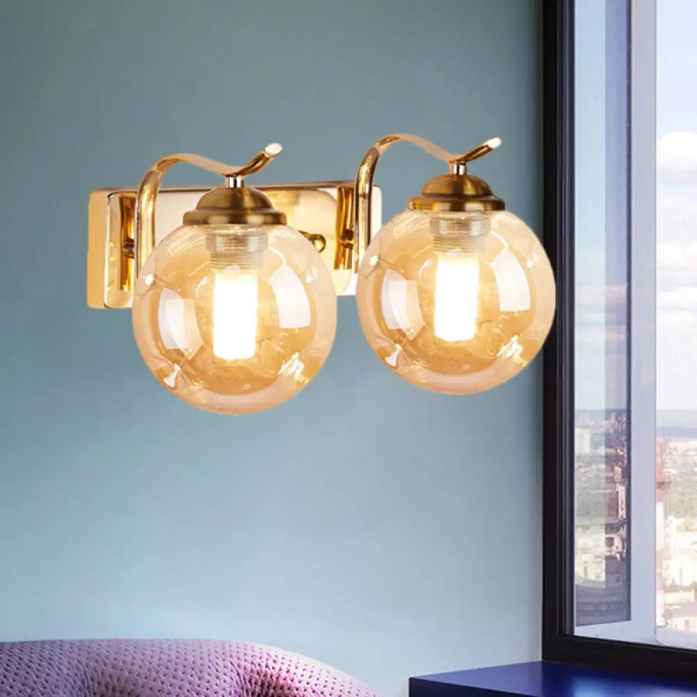 DecorBites™ DecorBites™ Modernist Bubbly Wall Sconce in Amber/Smoke Gray Glass - Drawing Room Light, Wall Mounted - Black/Gold