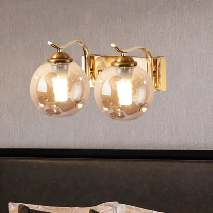 DecorBites™ DecorBites™ Modernist Bubbly Wall Sconce in Amber/Smoke Gray Glass - Drawing Room Light, Wall Mounted - Black/Gold