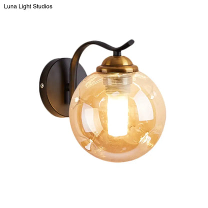 DecorBites™ DecorBites™ Modernist Bubbly Wall Sconce in Amber/Smoke Gray Glass - Drawing Room Light, Wall Mounted - Black/Gold