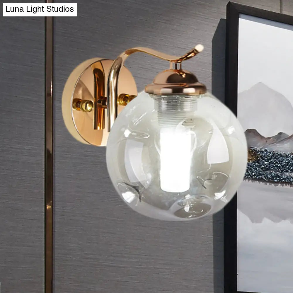 DecorBites™ DecorBites™ Modernist Bubbly Wall Sconce in Amber/Smoke Gray Glass - Drawing Room Light, Wall Mounted - Black/Gold