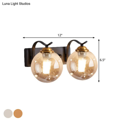 DecorBites™ DecorBites™ Modernist Bubbly Wall Sconce in Amber/Smoke Gray Glass - Drawing Room Light, Wall Mounted - Black/Gold