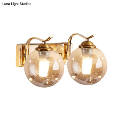 DecorBites™ DecorBites™ Modernist Bubbly Wall Sconce in Amber/Smoke Gray Glass - Drawing Room Light, Wall Mounted - Black/Gold