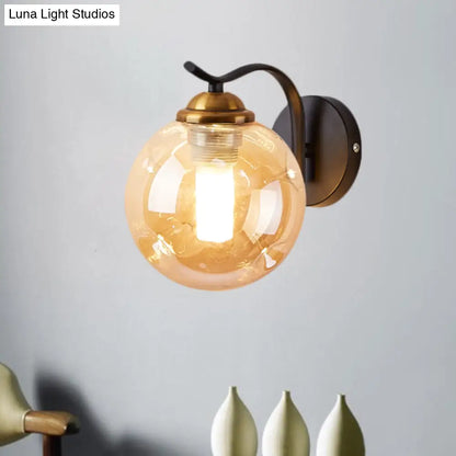 DecorBites™ DecorBites™ Modernist Bubbly Wall Sconce in Amber/Smoke Gray Glass - Drawing Room Light, Wall Mounted - Black/Gold