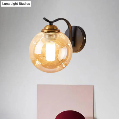 DecorBites™ DecorBites™ Modernist Bubbly Wall Sconce in Amber/Smoke Gray Glass - Drawing Room Light, Wall Mounted - Black/Gold