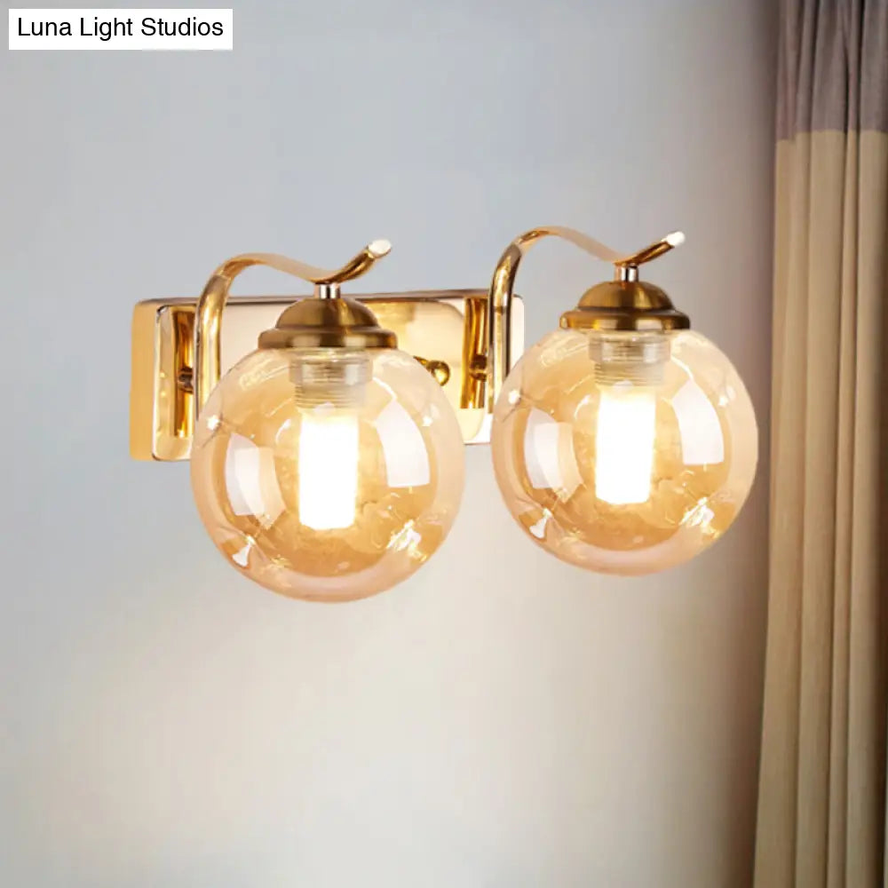 DecorBites™ DecorBites™ Modernist Bubbly Wall Sconce in Amber/Smoke Gray Glass - Drawing Room Light, Wall Mounted - Black/Gold