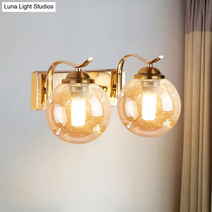 DecorBites™ DecorBites™ Modernist Bubbly Wall Sconce in Amber/Smoke Gray Glass - Drawing Room Light, Wall Mounted - Black/Gold