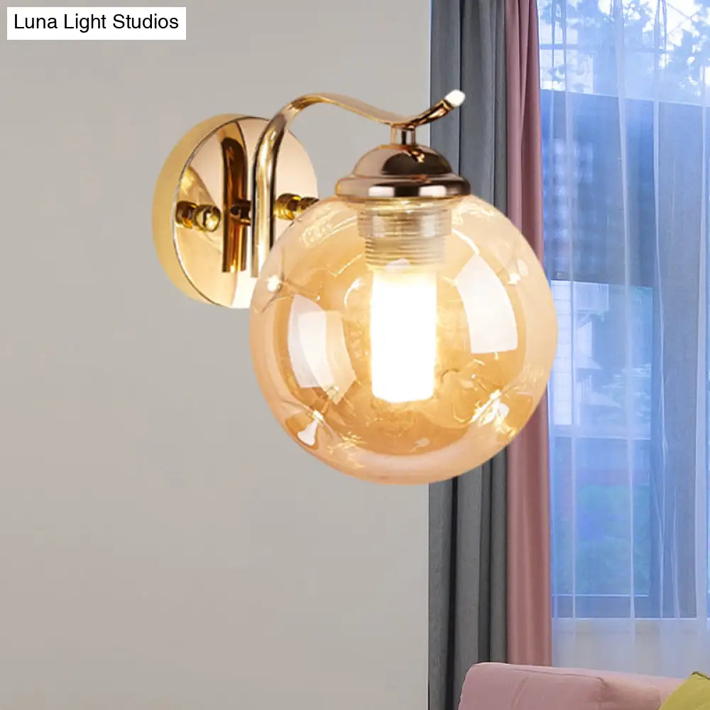 DecorBites™ DecorBites™ Modernist Bubbly Wall Sconce in Amber/Smoke Gray Glass - Drawing Room Light, Wall Mounted - Black/Gold