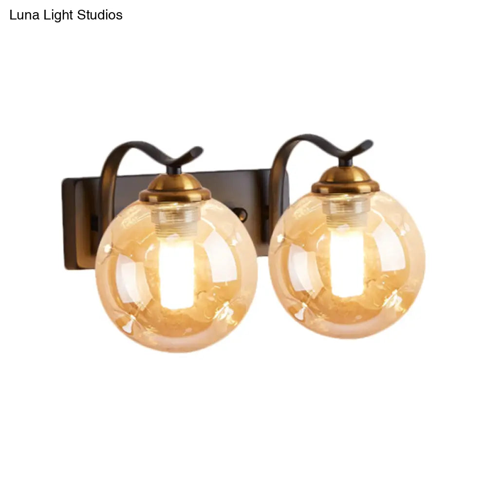 DecorBites™ DecorBites™ Modernist Bubbly Wall Sconce in Amber/Smoke Gray Glass - Drawing Room Light, Wall Mounted - Black/Gold