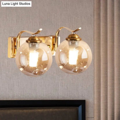 DecorBites™ DecorBites™ Modernist Bubbly Wall Sconce in Amber/Smoke Gray Glass - Drawing Room Light, Wall Mounted - Black/Gold