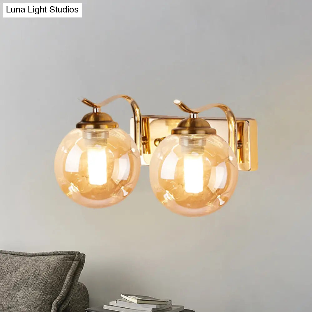 DecorBites™ DecorBites™ Modernist Bubbly Wall Sconce in Amber/Smoke Gray Glass - Drawing Room Light, Wall Mounted - Black/Gold