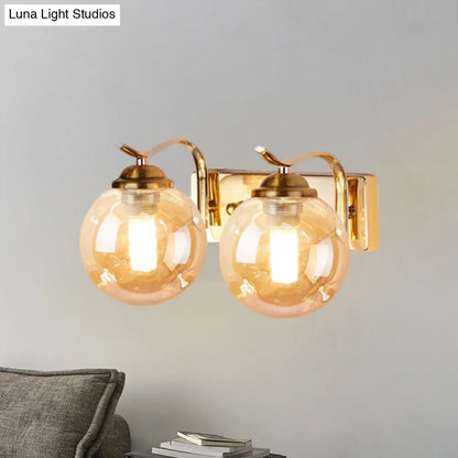 DecorBites™ DecorBites™ Modernist Bubbly Wall Sconce in Amber/Smoke Gray Glass - Drawing Room Light, Wall Mounted - Black/Gold