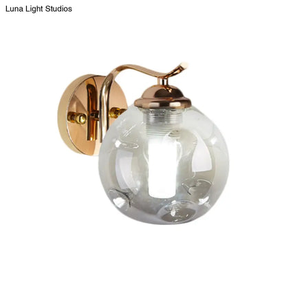 DecorBites™ DecorBites™ Modernist Bubbly Wall Sconce in Amber/Smoke Gray Glass - Drawing Room Light, Wall Mounted - Black/Gold