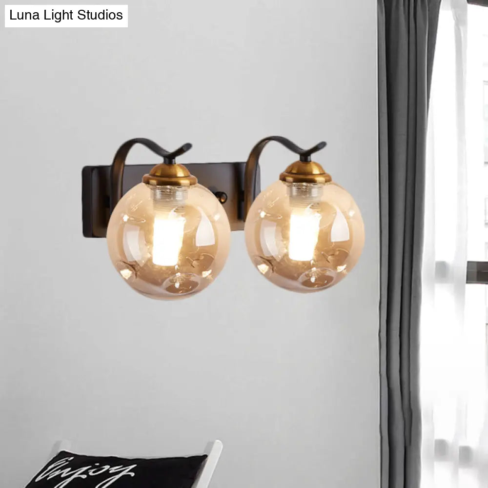 DecorBites™ DecorBites™ Modernist Bubbly Wall Sconce in Amber/Smoke Gray Glass - Drawing Room Light, Wall Mounted - Black/Gold