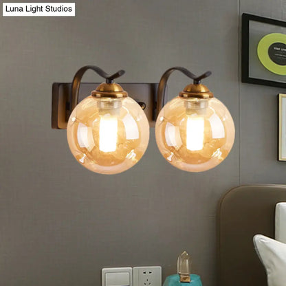 DecorBites™ DecorBites™ Modernist Bubbly Wall Sconce in Amber/Smoke Gray Glass - Drawing Room Light, Wall Mounted - Black/Gold