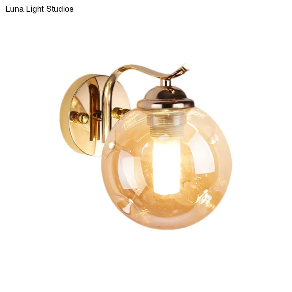 DecorBites™ DecorBites™ Modernist Bubbly Wall Sconce in Amber/Smoke Gray Glass - Drawing Room Light, Wall Mounted - Black/Gold