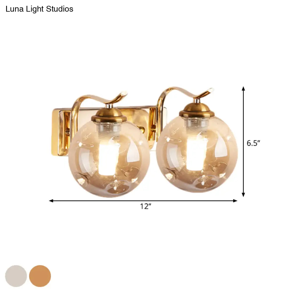 DecorBites™ DecorBites™ Modernist Bubbly Wall Sconce in Amber/Smoke Gray Glass - Drawing Room Light, Wall Mounted - Black/Gold