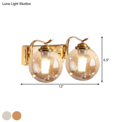 DecorBites™ DecorBites™ Modernist Bubbly Wall Sconce in Amber/Smoke Gray Glass - Drawing Room Light, Wall Mounted - Black/Gold